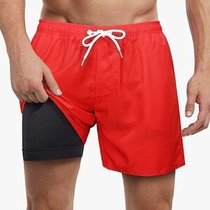 1686 NWT LUCOWEE Mens Swim Trunks with Compression Liner